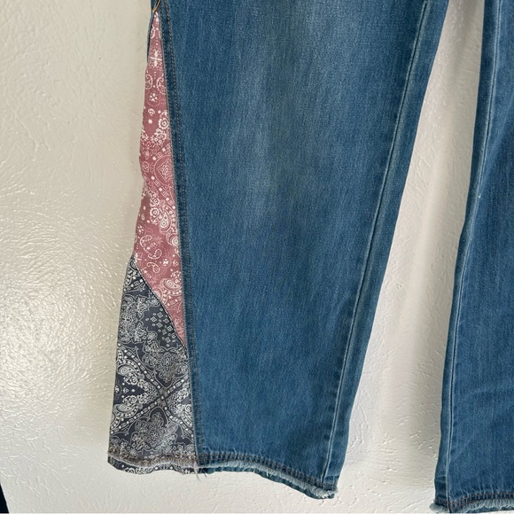 NWT Easel Patchwork Flare Highrise Jeans Western Country Bohemian Southern L - Picture 5 of 11
